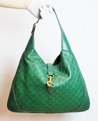 Jackie O Bouvier Hobo, &pound;265, Handbags, Green, Leather, Front view